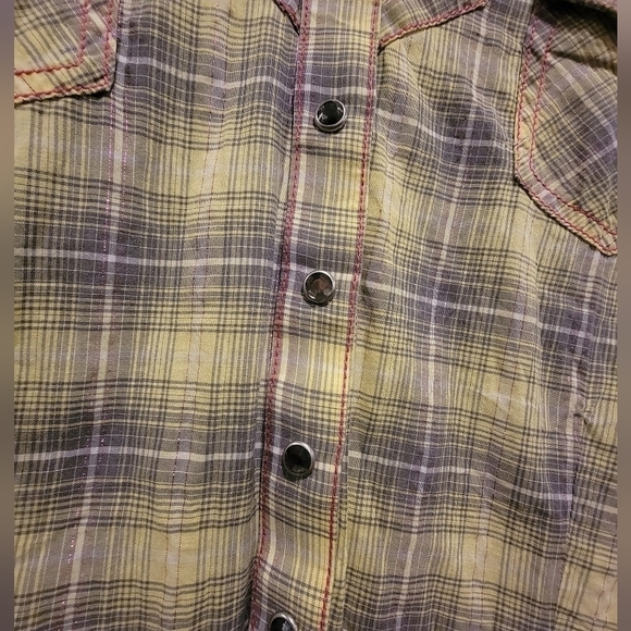 WRANGLER ROCK 47 Multicolor Rhinestone Snap Western V Neck - Picture 4 of 8